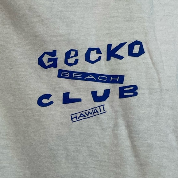 VTG Poly Tees white single stitch Gecko Beach Club Hawaii neon graphic tee sz XL - Picture 3 of 11